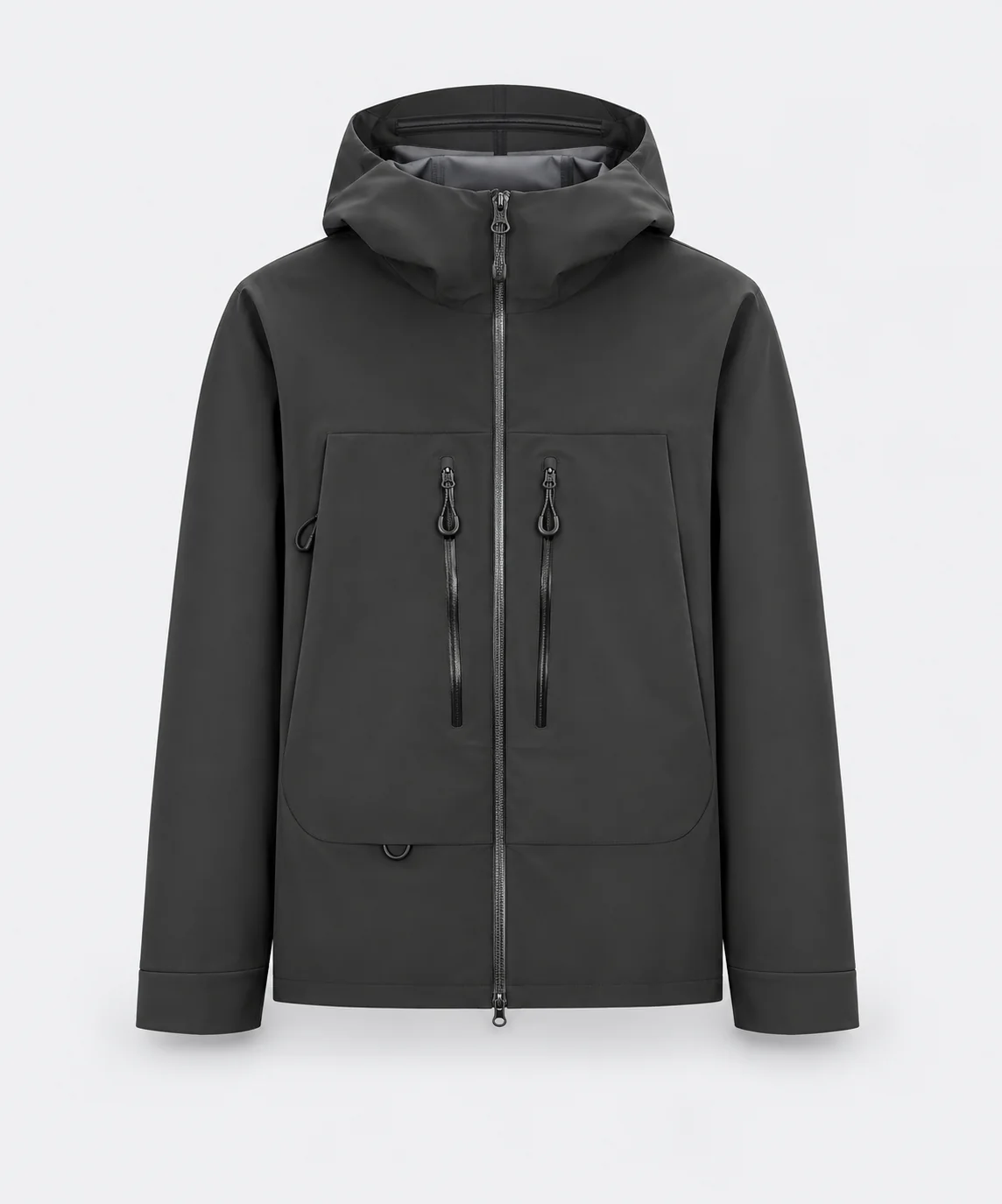 Black technical outerwear jacket